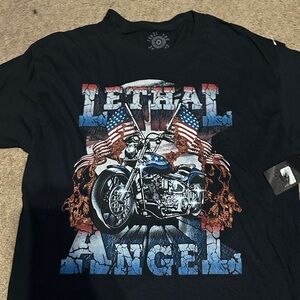 NWT Black Motorcycle Graphic with glitter Tee
